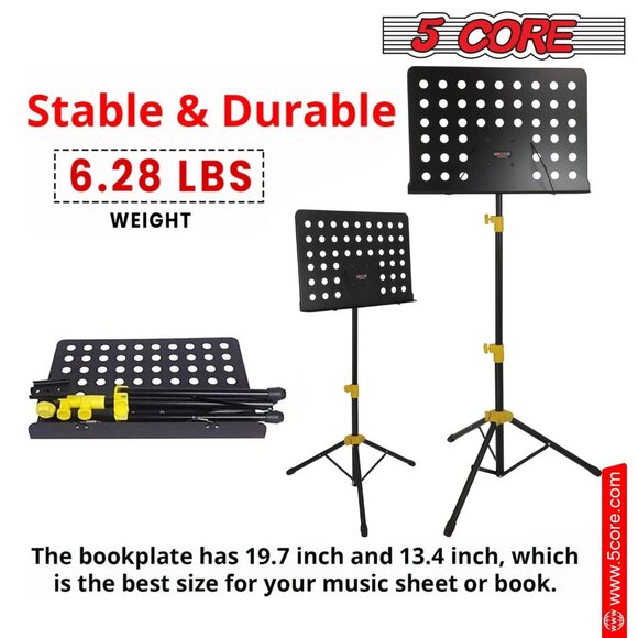 5Core Music Stand For Sheet Music Portable Tripod Adjustable Folding Note Holder - Picture 7 of 9